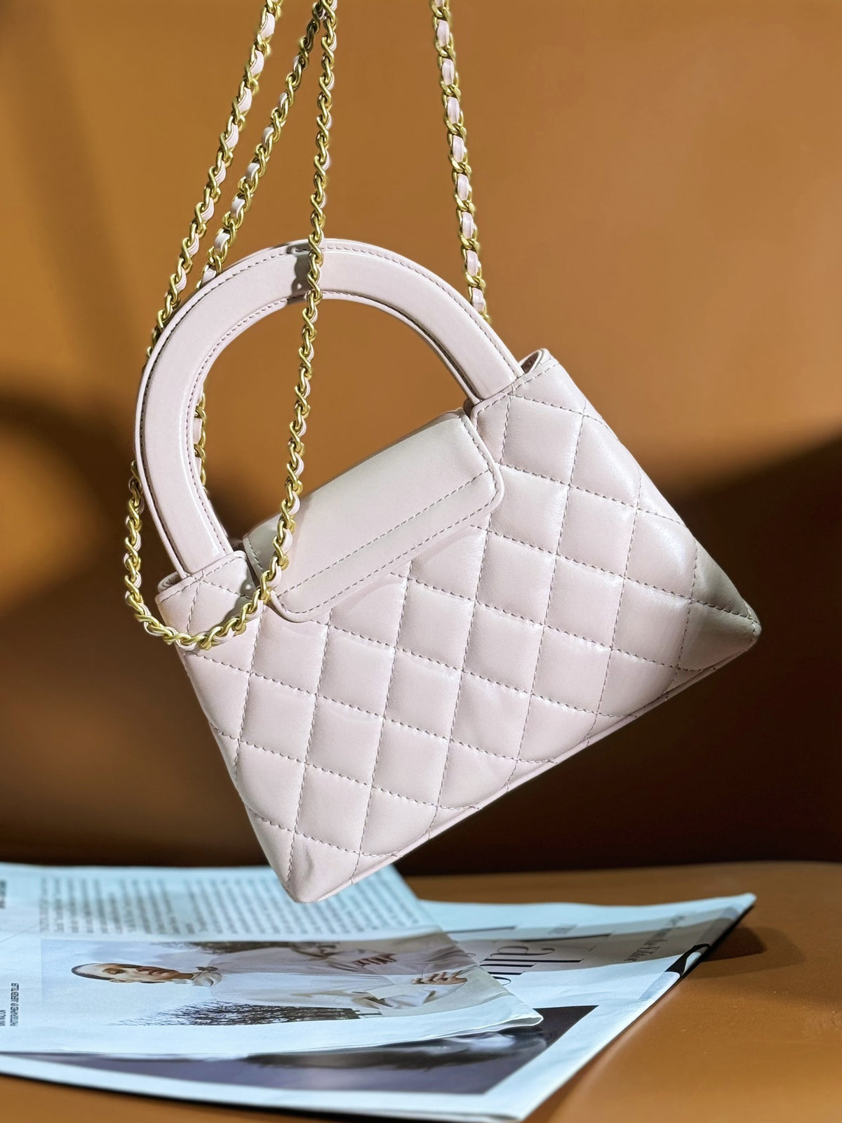 Chanel Lambskin Mini Kelly Chain Bag Light Pink