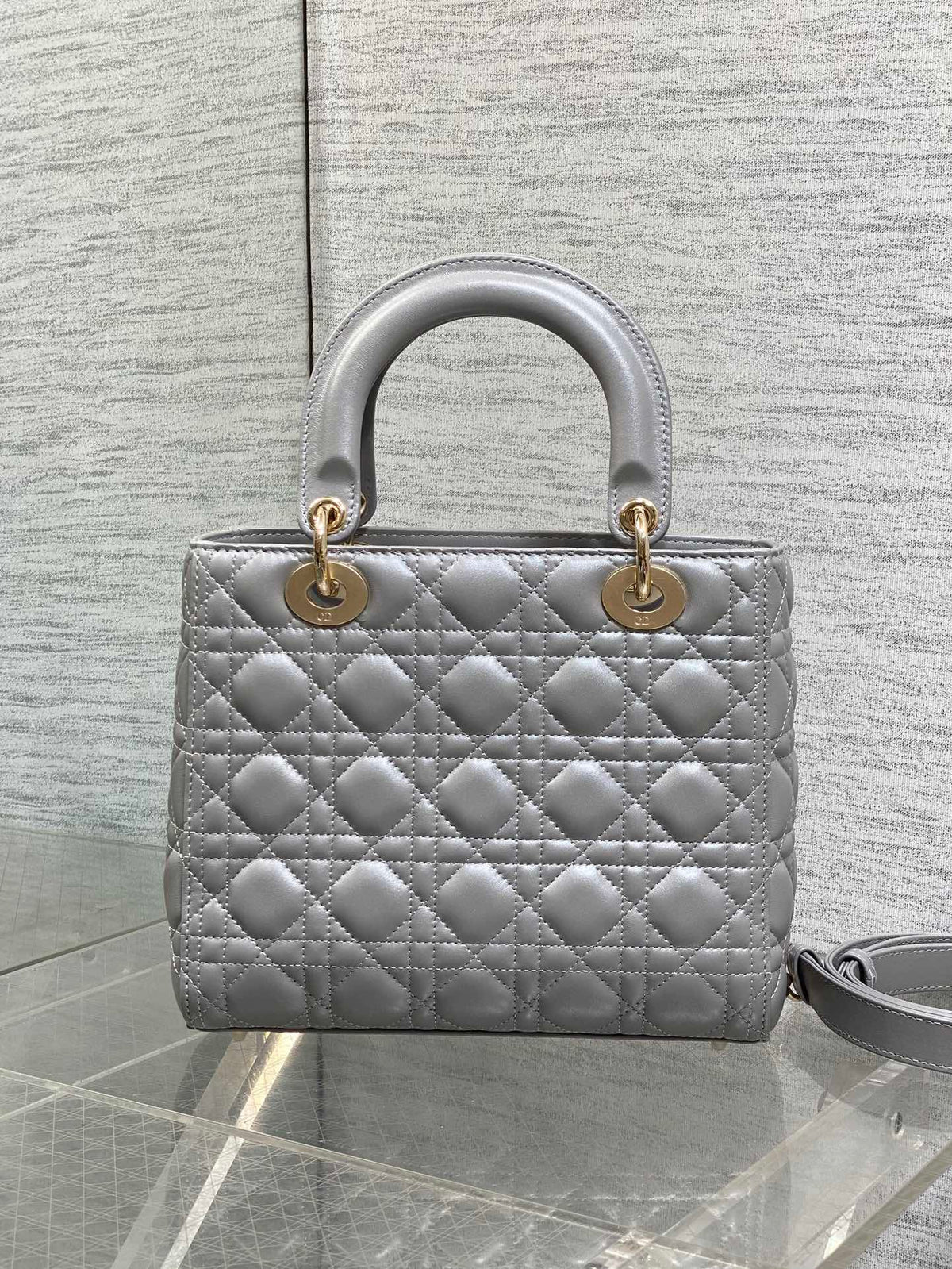 Dior Medium Lady in Grey Gold Hardware