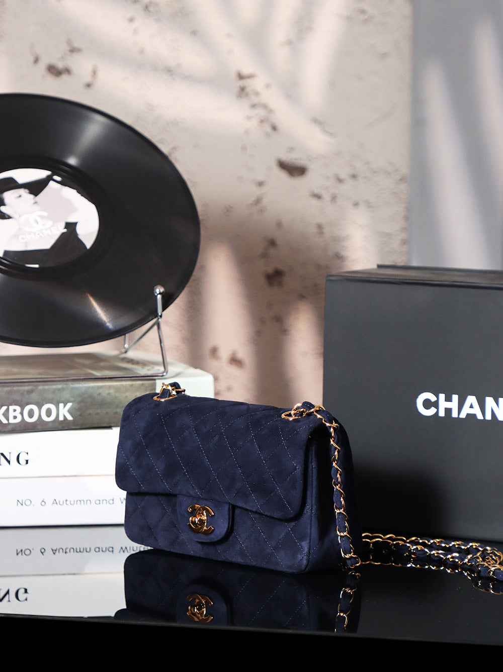 CHANEL Vintage Double Flap Bag Suede