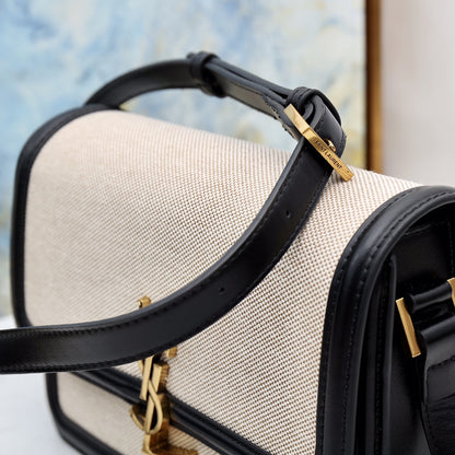 SAINT LAURENT Solferino Medium Cotton And Leather Shoulder Bag