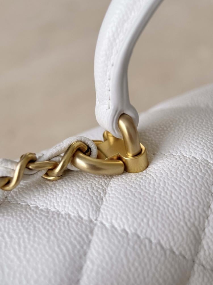 Chanel Small Classic Flap Top Handle White