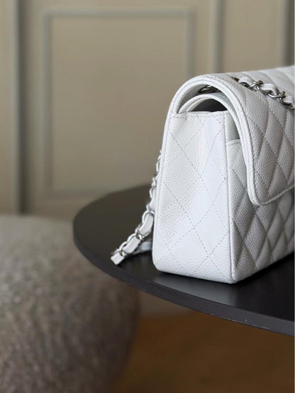 Chanel Classic Flap caviar sliver hardware