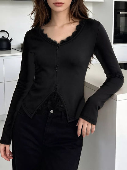 Lace Detail Long Sleeve T-Shirt