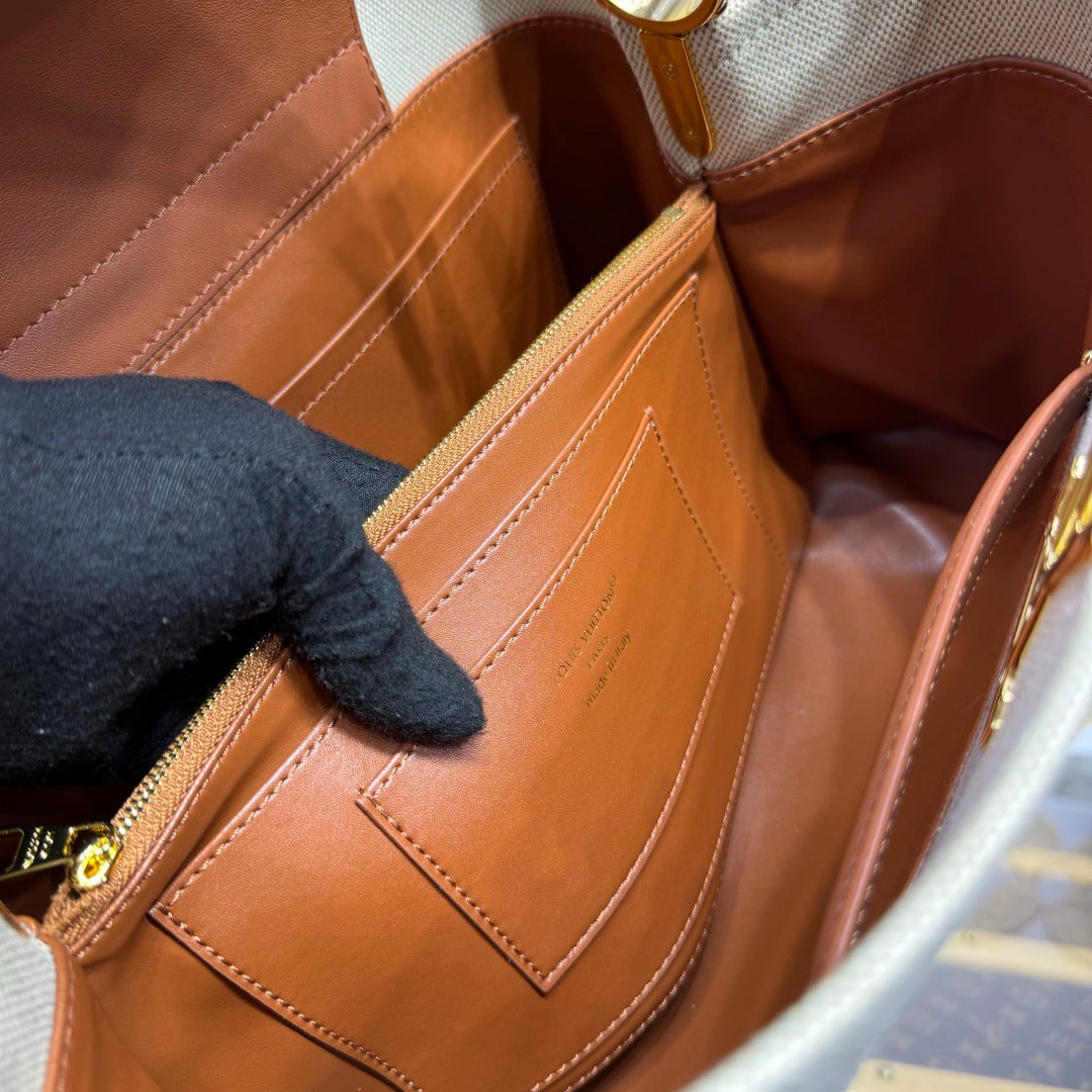 Louis Vuitton Capucines Weekender Bag Tan Canvas