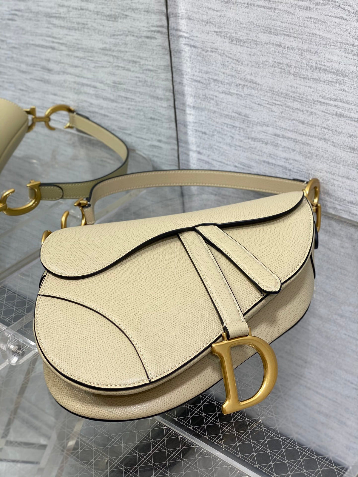 Dior Saddle Bag in Beige Gold Hardware