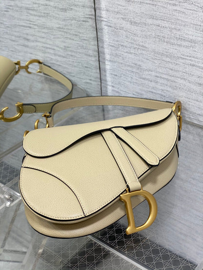 Dior Saddle Bag in Beige Gold Hardware