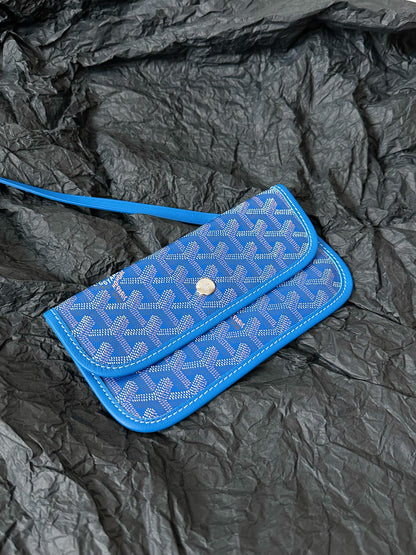 Goyard Blue Goyardine Canvas & Chevroches Calfskin Saint Louis PM Tote