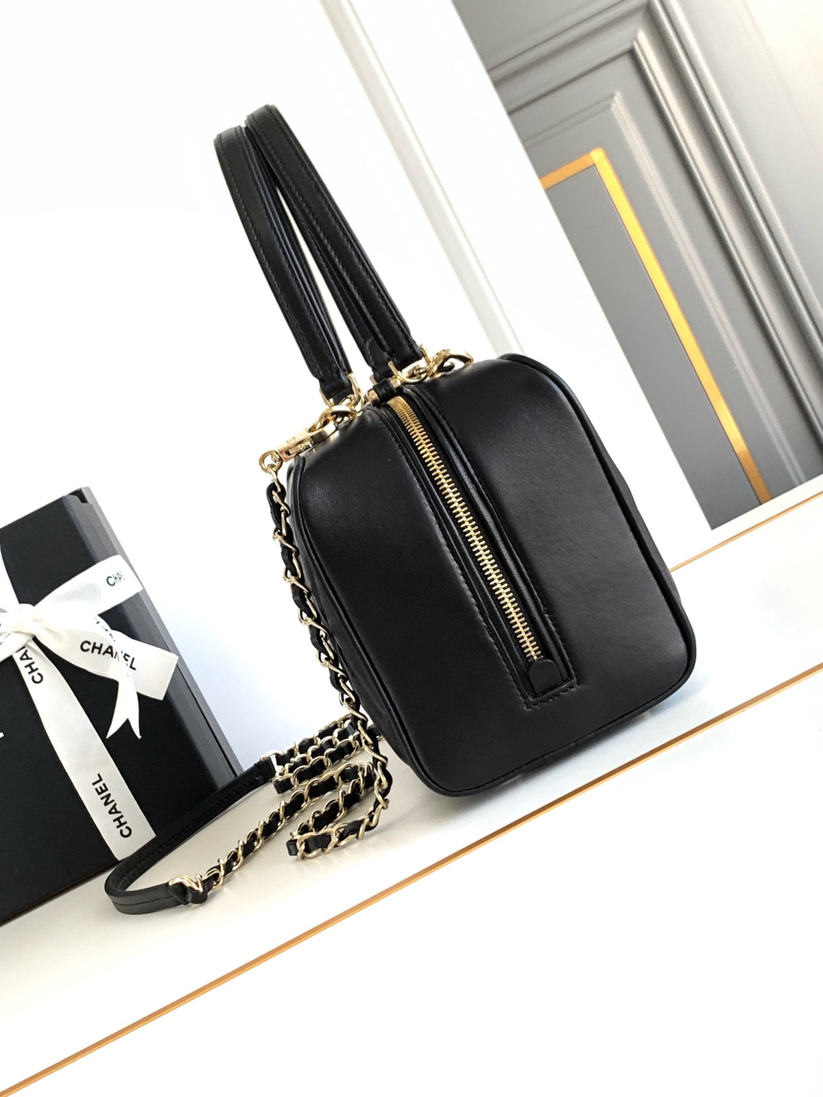 Chanel Black Quilted Lambskin Leather Bag