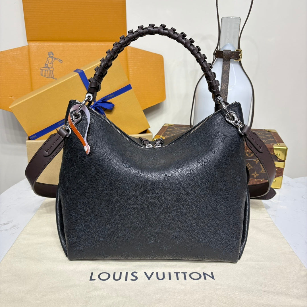 Louis Vuitton Black Mahina Beaubourg Hobo MM