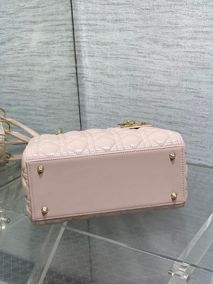 Dior Medium Lady bag in Pink Gold Hardware