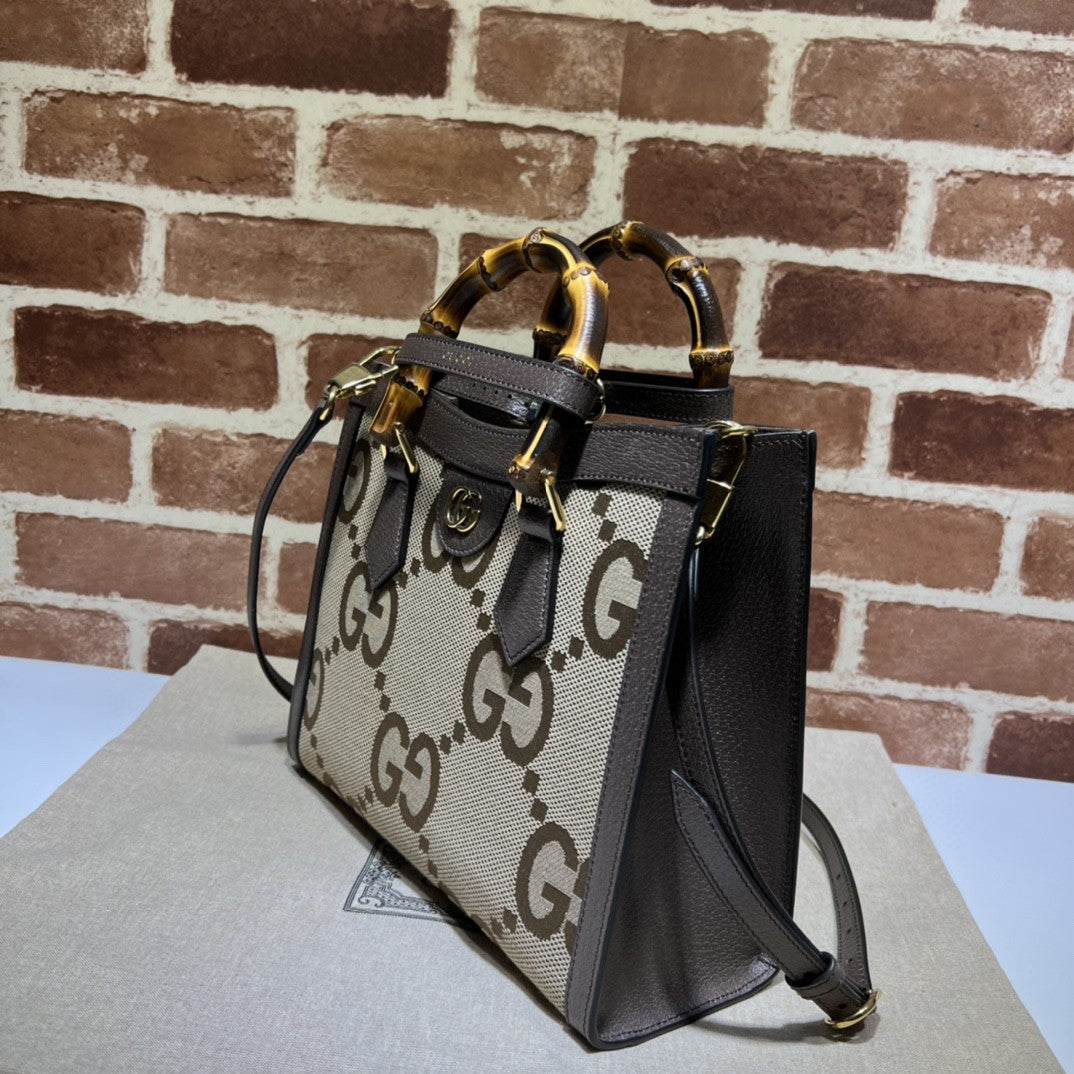 Gucci Diana Jumbo GG Tote Bag Small Camel/Ebony