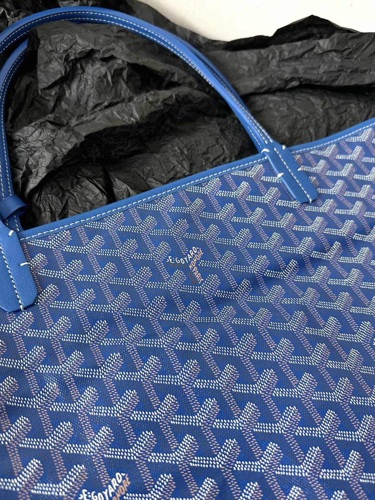 Goyard Blue Goyardine Canvas & Chevroches Calfskin Saint Louis PM Tote