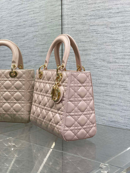 Dior Medium Lady bag in Pink Gold Hardware