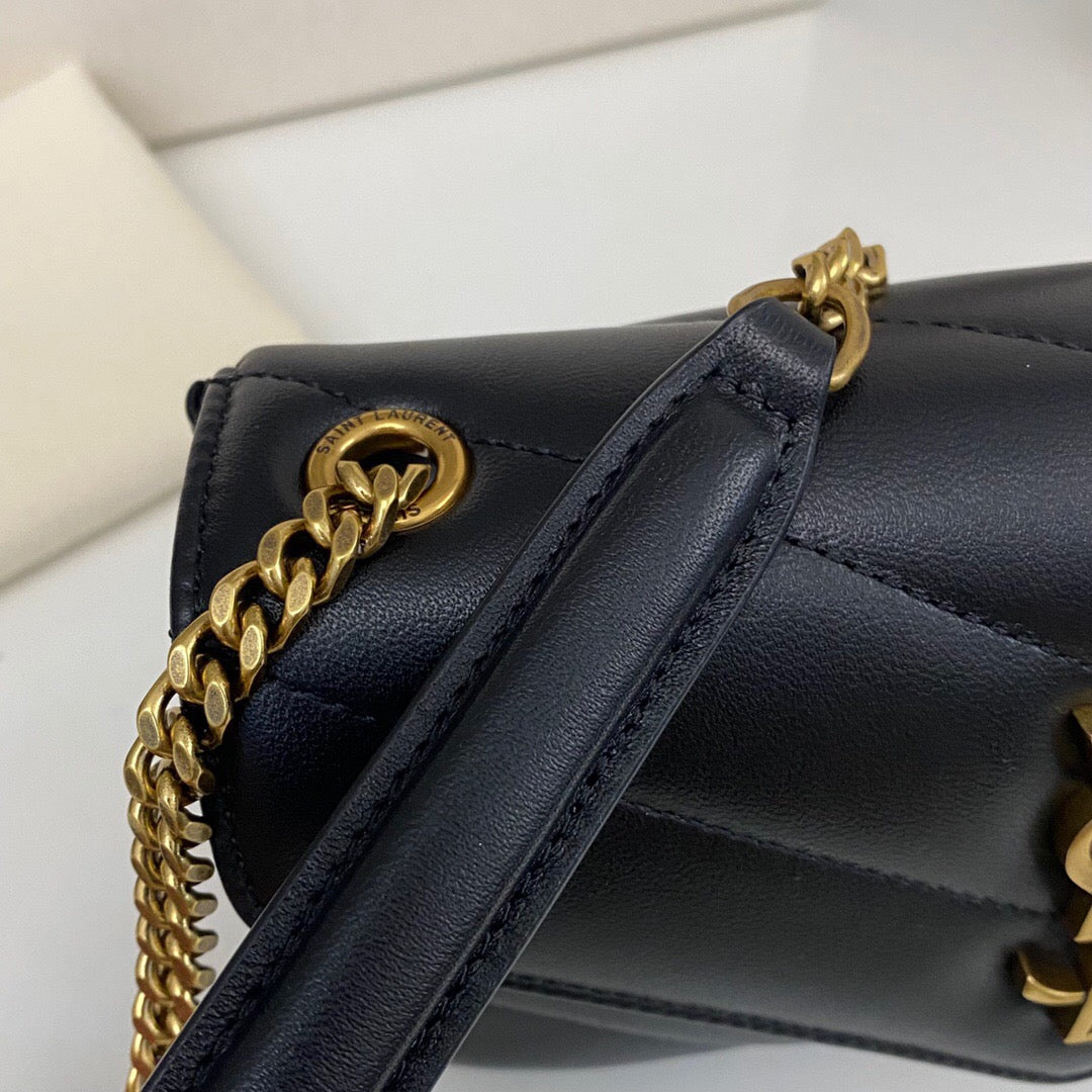 YSL Loulou medium in Matelassé Lambskin Black