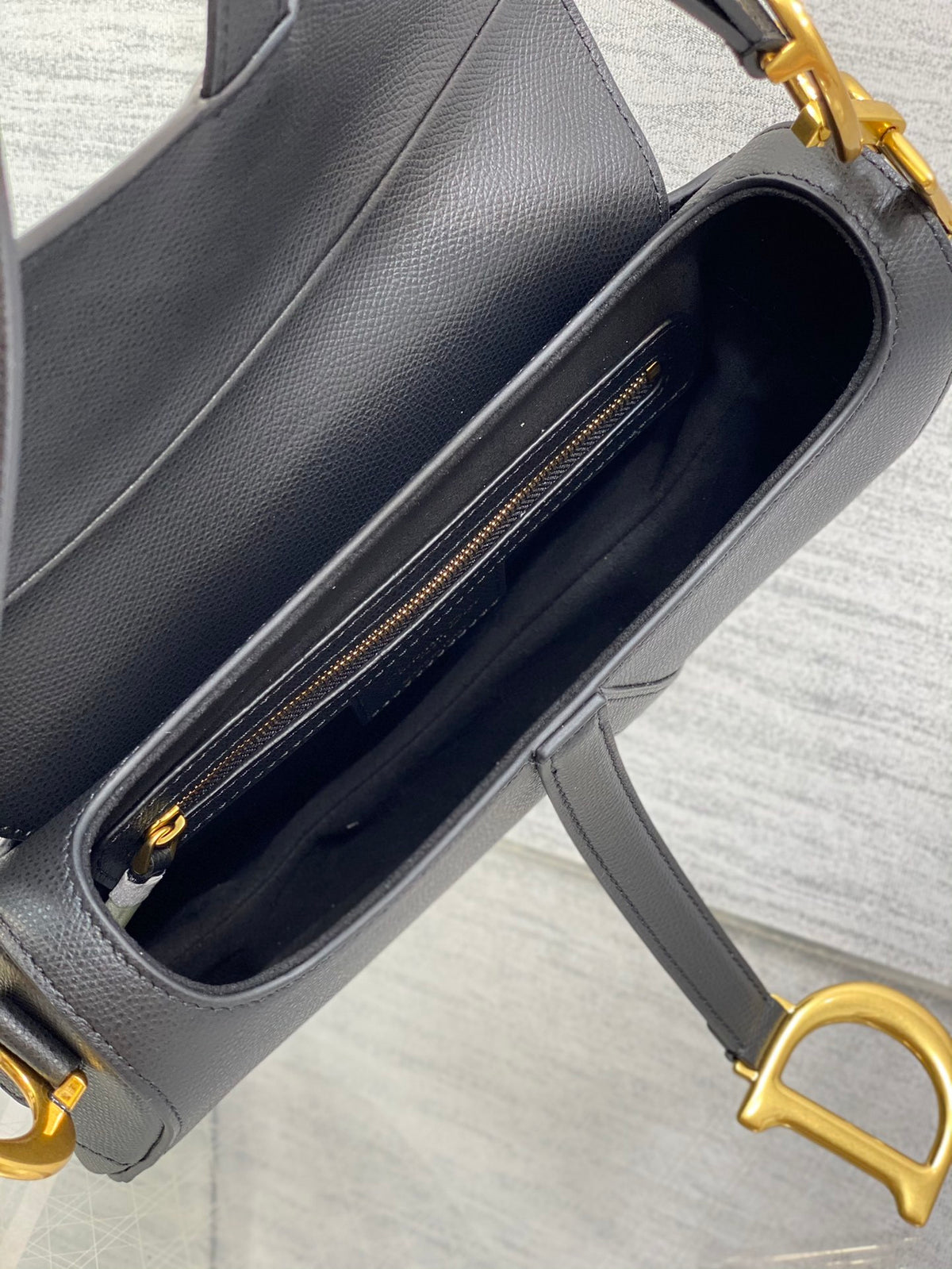 Christian Dior Saddle Bag in Black Gold Hardware