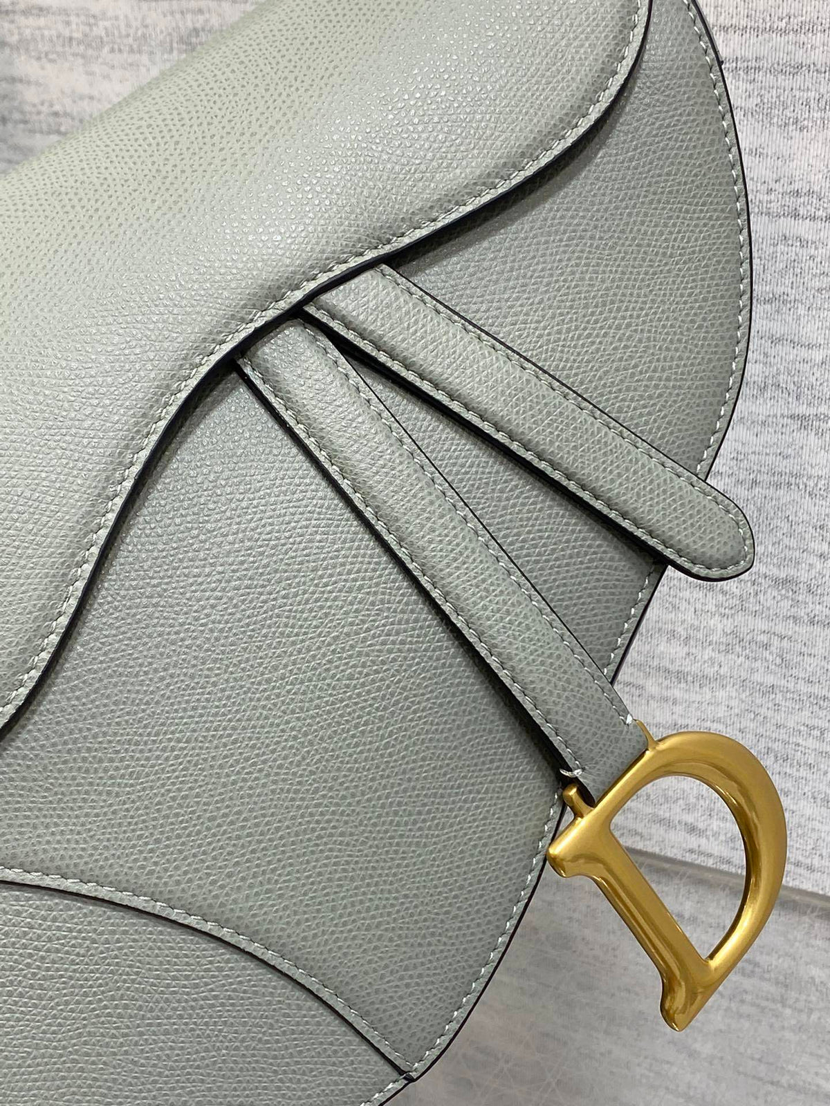Dior Saddle Bag in Stone Gray Gold Hardware