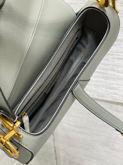Dior Saddle Bag in Stone Gray Gold Hardware