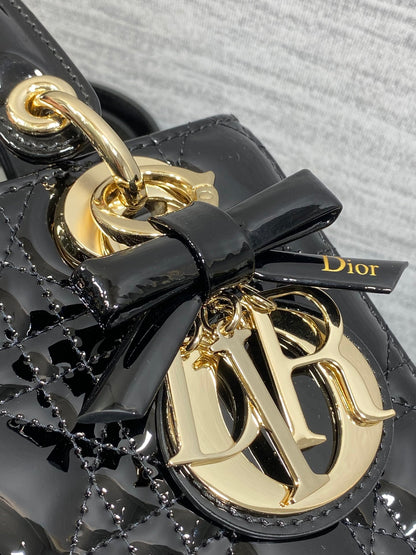 Christian Dior Small Lady Dior bag in Black Patent