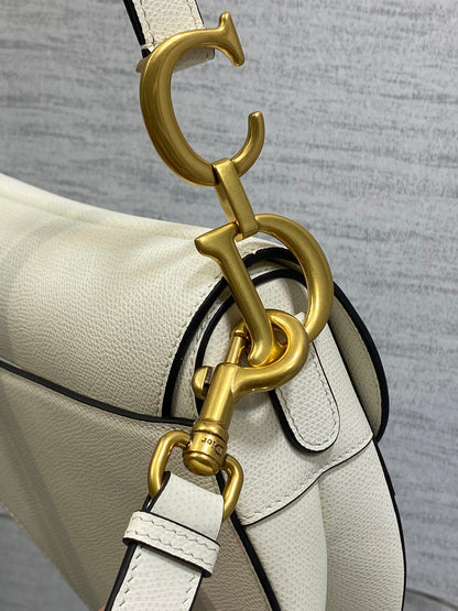 Dior Saddle Bag in White Gold Hardware