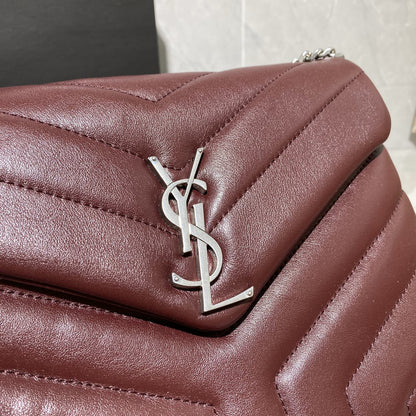 YSSL Loulou Small Chain Bag In Matelassé “Y” Burgundy
