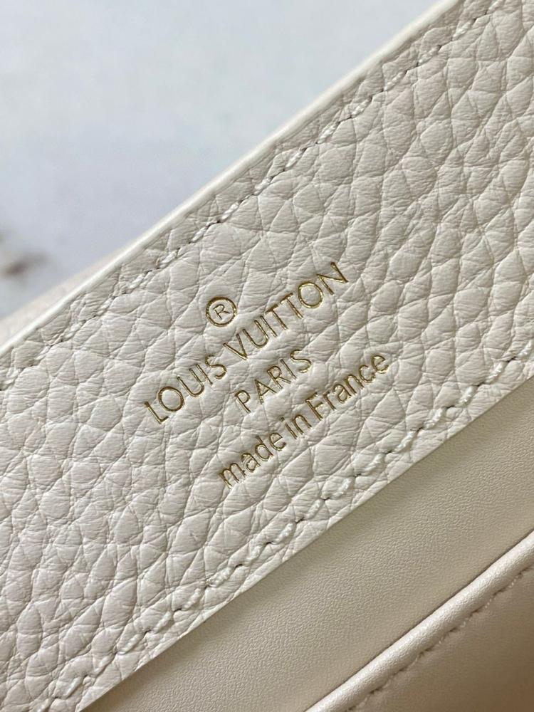 Louis Vuitton LV Capucines Beige LV Pattern Purple 21cm