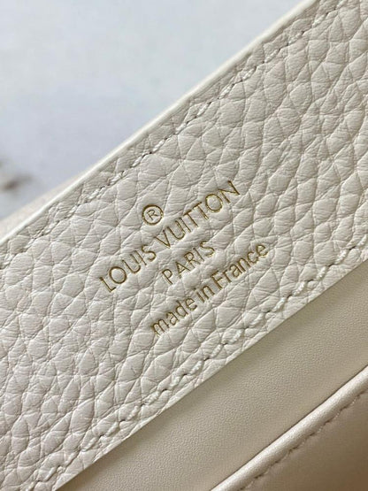 Louis Vuitton LV Capucines Beige LV Pattern Purple 21cm