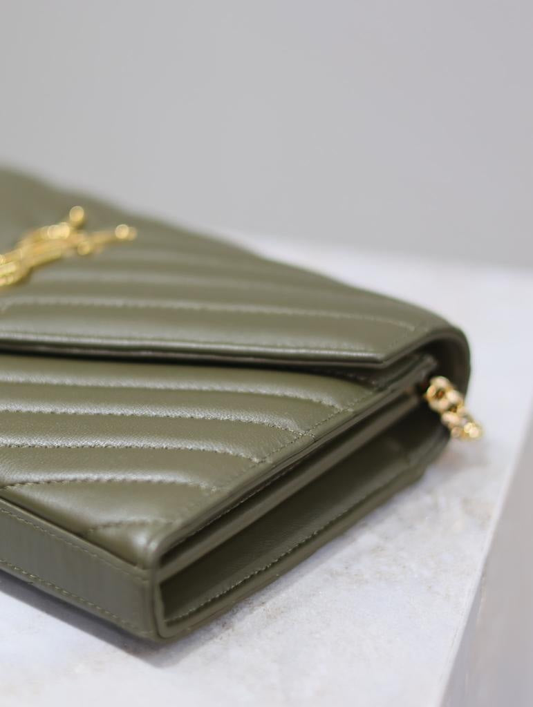 Saint Laurent chain wallet dark green