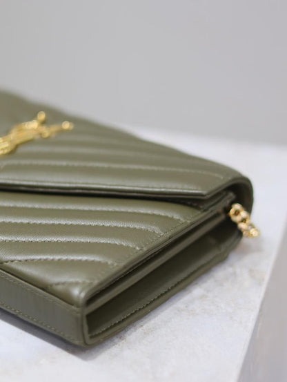 Saint Laurent chain wallet dark green