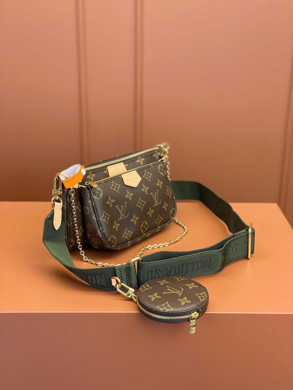 Louis Vuitton LV Multi Pochette Handle Fabric Green Handbags Monogram