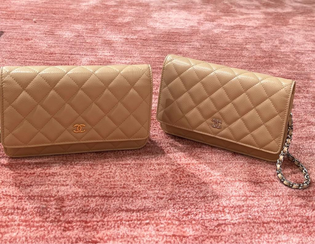 CHANELCaviar Quilted Wallet on Chain WOC Beige