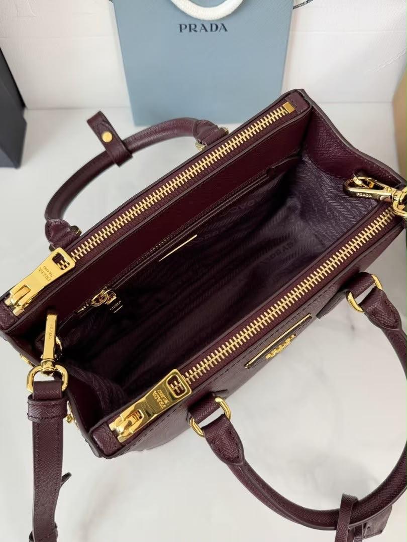 Prada Galleria small burgundy Saffiano leather