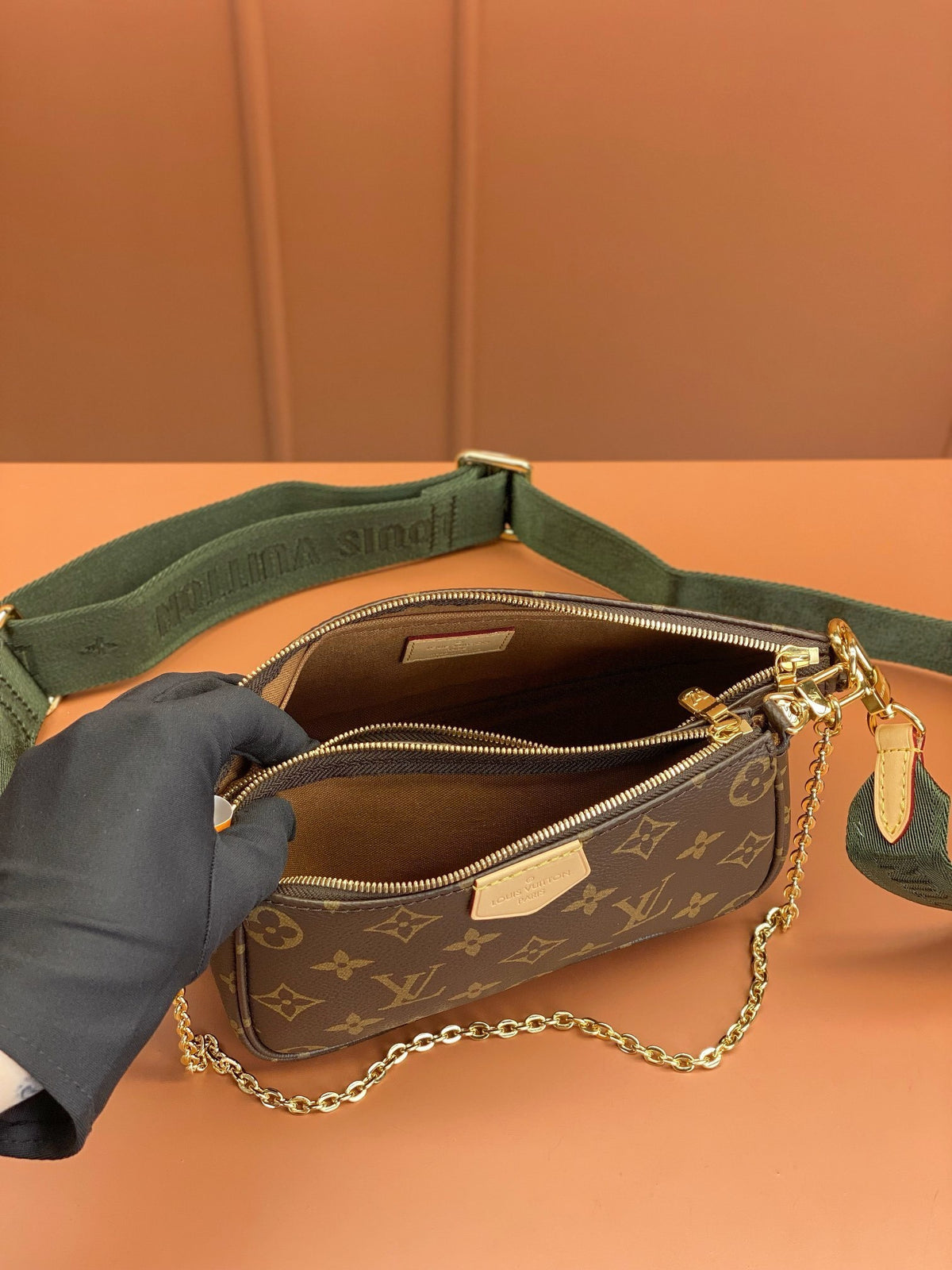 Louis Vuitton LV Multi Pochette Handle Fabric Green Handbags Monogram