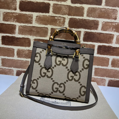 Gucci Diana Jumbo GG Tote Bag Small Camel/Ebony