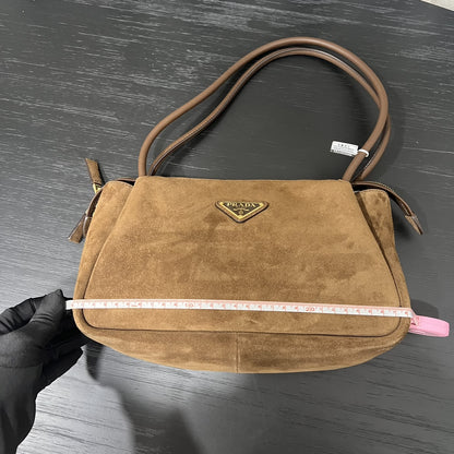 Prada Brown Medium Suede Shoulder Bag