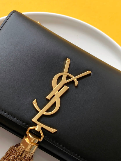 Saint Laurent Black Leather Small Kate Tassel Crossbody Bag