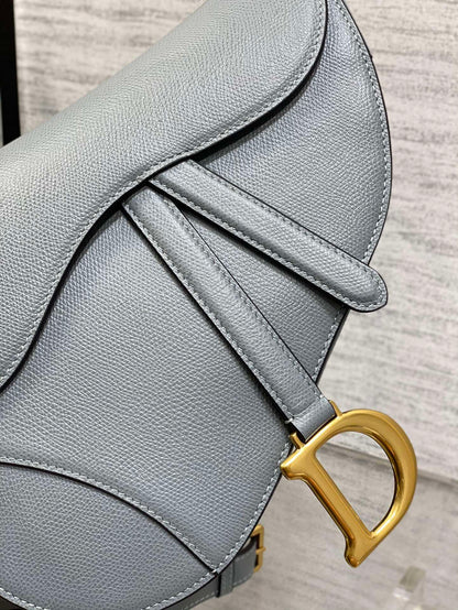 Dior Saddle Bag in Deep Grey-Blue Gold Hardware