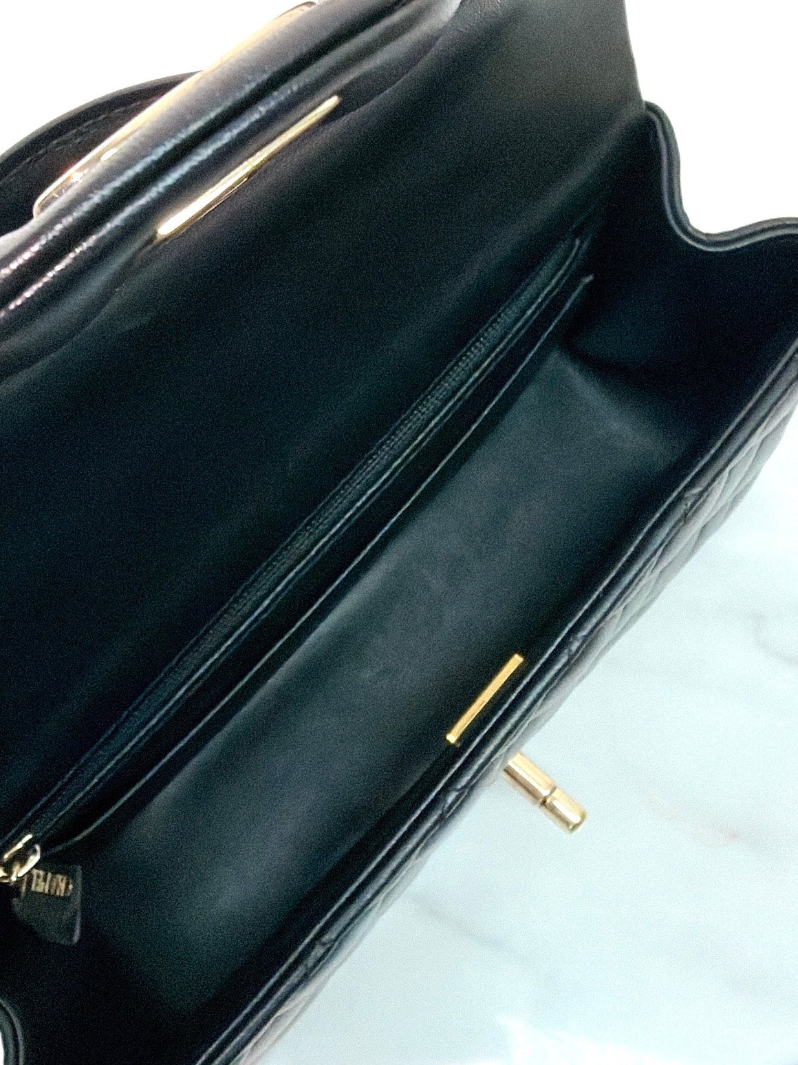 Chanel Classic Flap Top Handle Black Sliver Hardware