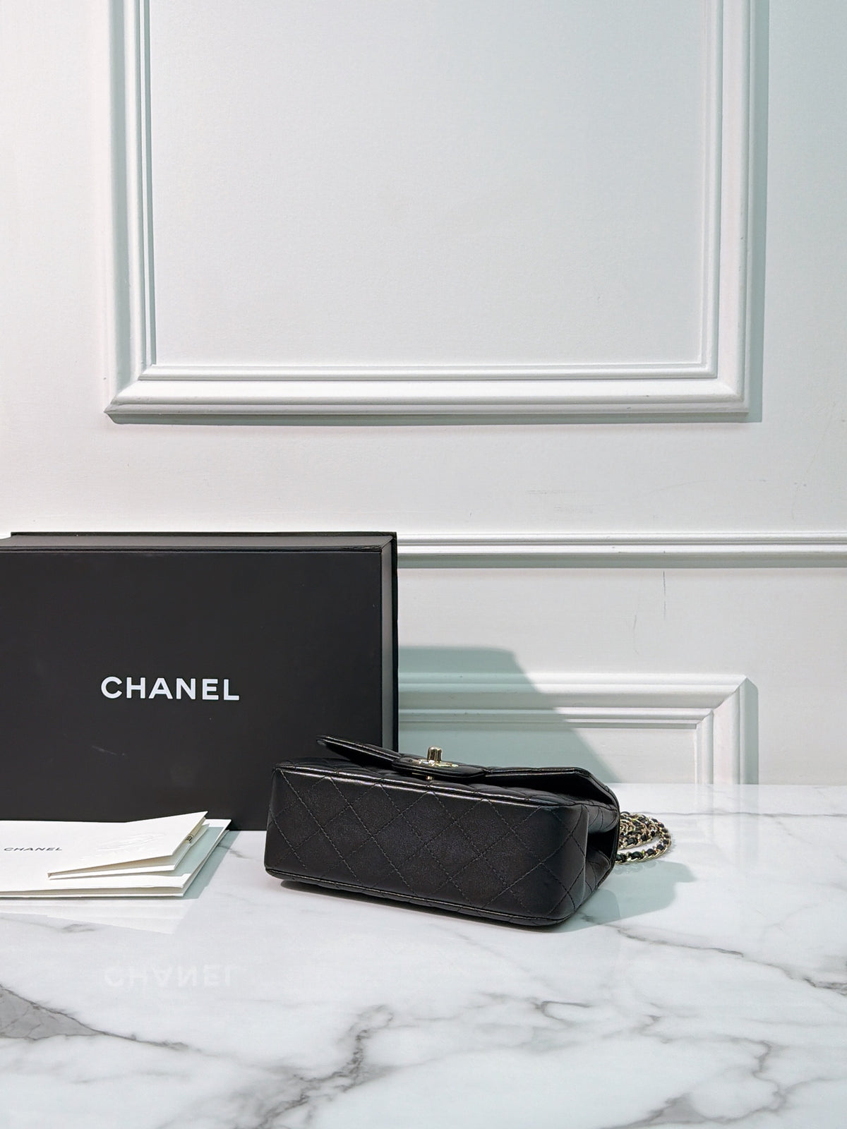 Chanel Classic Flap Top Handle Black Sliver Hardware