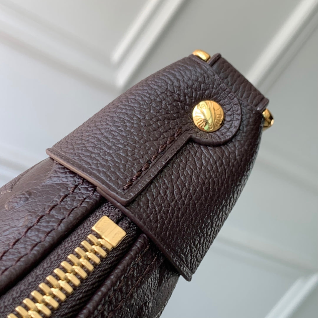 LOOP HOBO 38 IN DARK BROWN MONOGRAM EMPREINTE CALFSKIN EMBOSSED LOGO