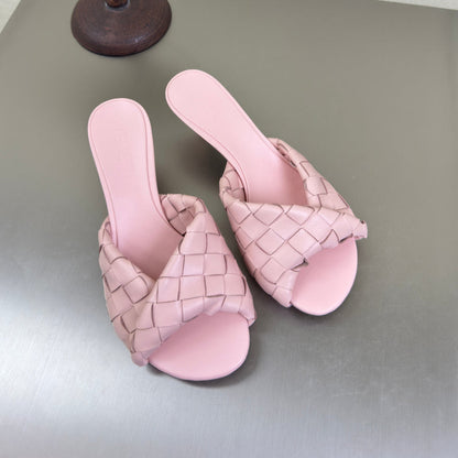 BLINK HIGH 5 CM MULE IN LIGHT PINK INTRECCIATO LEATHER