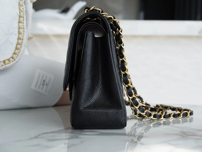 CHFLAP BAG JUMBO 30CM GOLD HARDWARE BLACK CAVIAR
