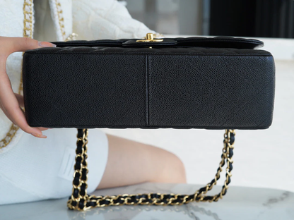 CHFLAP BAG JUMBO 30CM GOLD HARDWARE BLACK CAVIAR