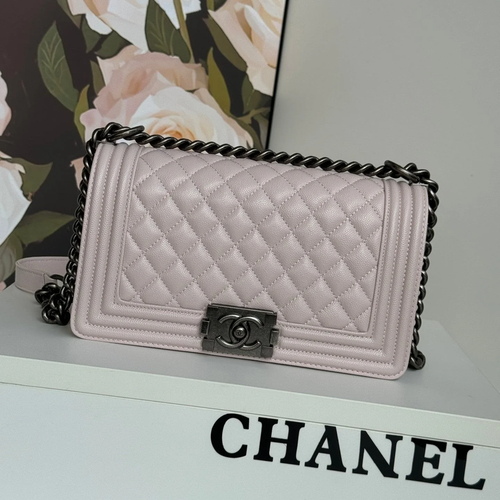 CHANEL BOY BAG MEDIUM 25 IN PINK  CALFSKIN