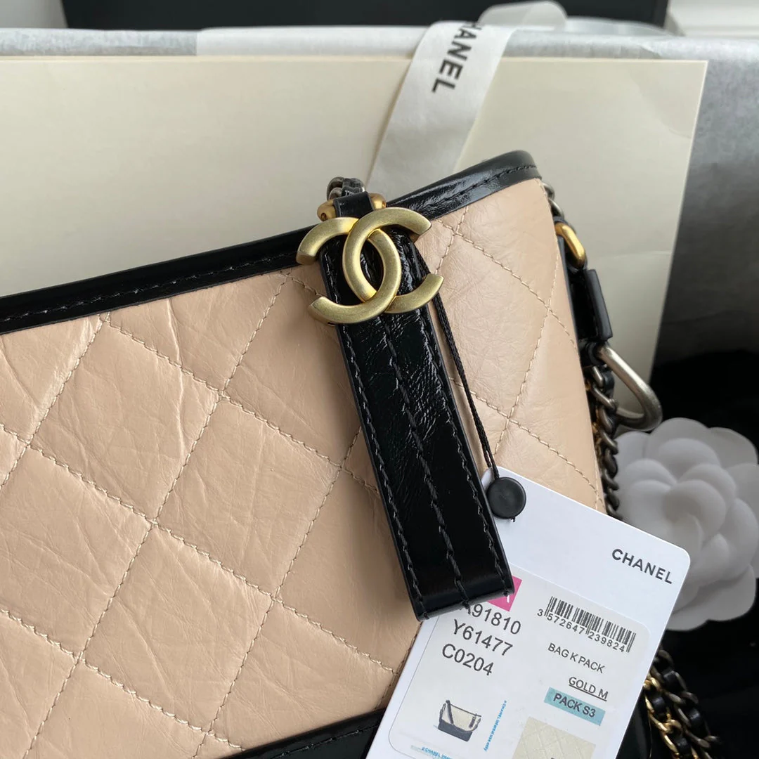 CHANEL GABRIELLE MINI 20 HOBO BAG IN ALMOND BEIGE MIX BLACK