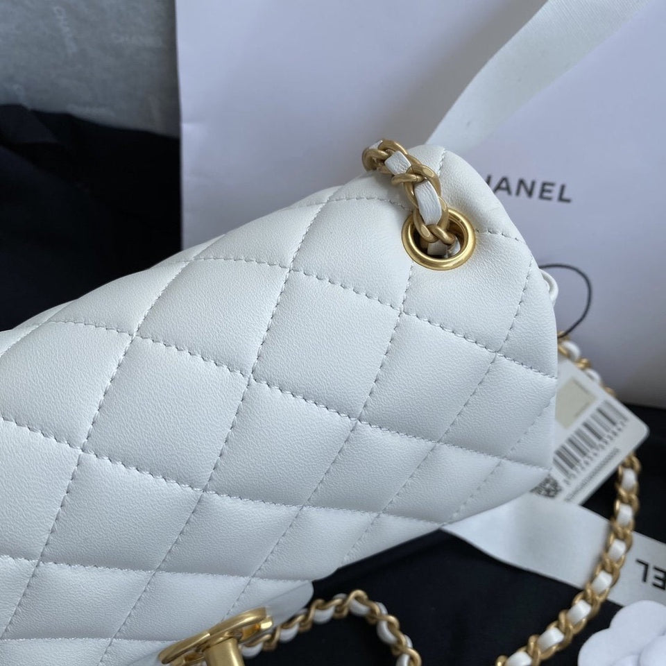 Chanel White Pearl Crush Mini Flap Bag