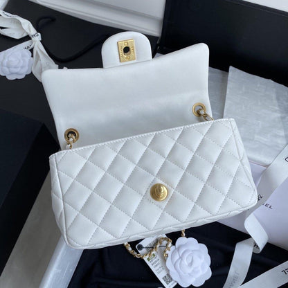 Chanel White Pearl Crush Mini Flap Bag