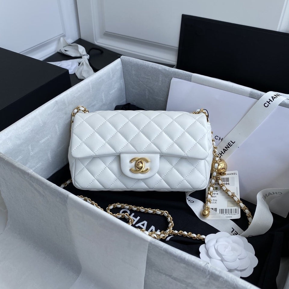 Chanel White Pearl Crush Mini Flap Bag