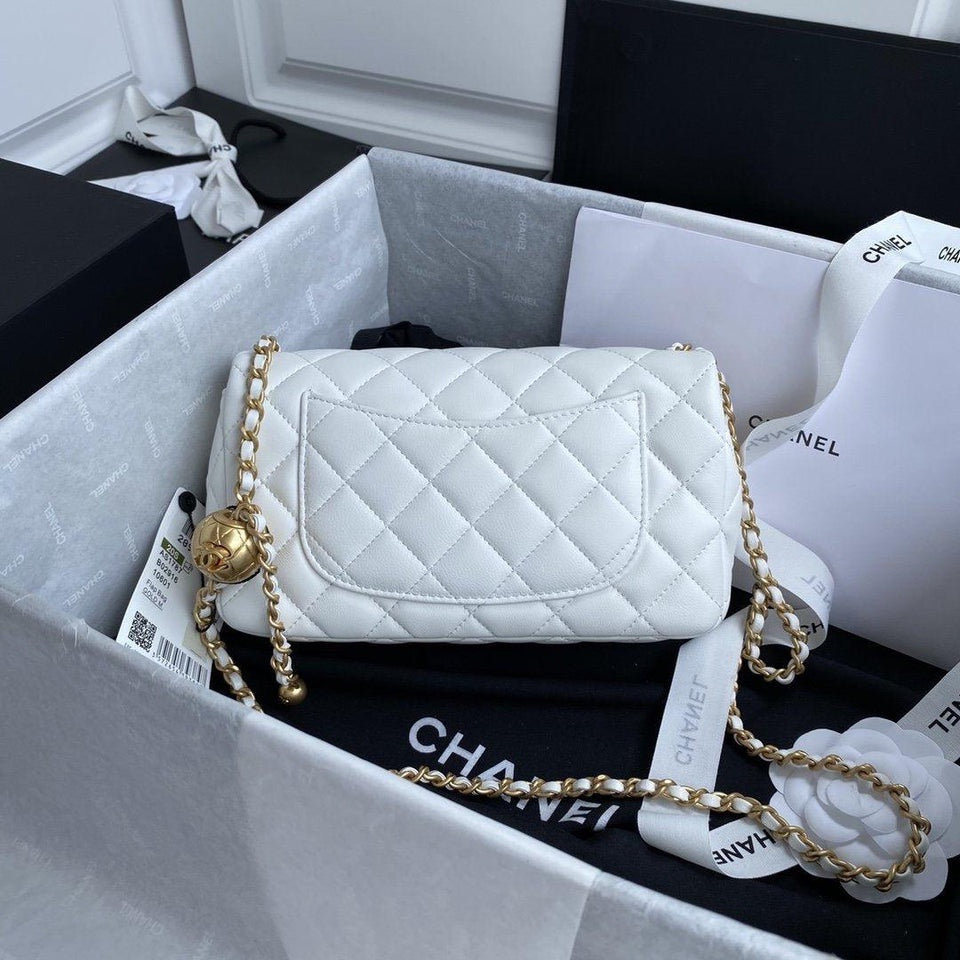 Chanel White Pearl Crush Mini Flap Bag