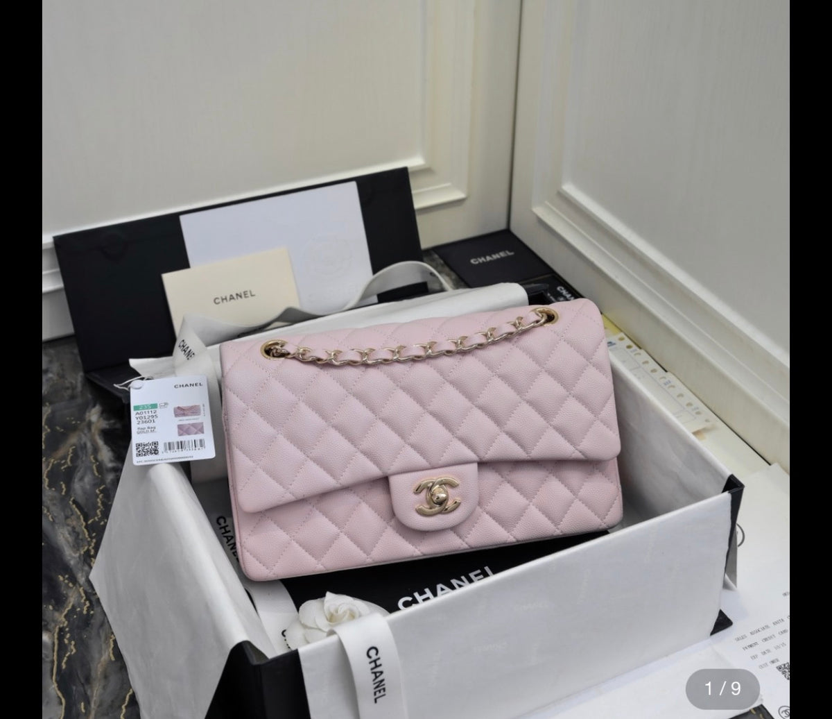 Chanel classic flap light pink gold hardware