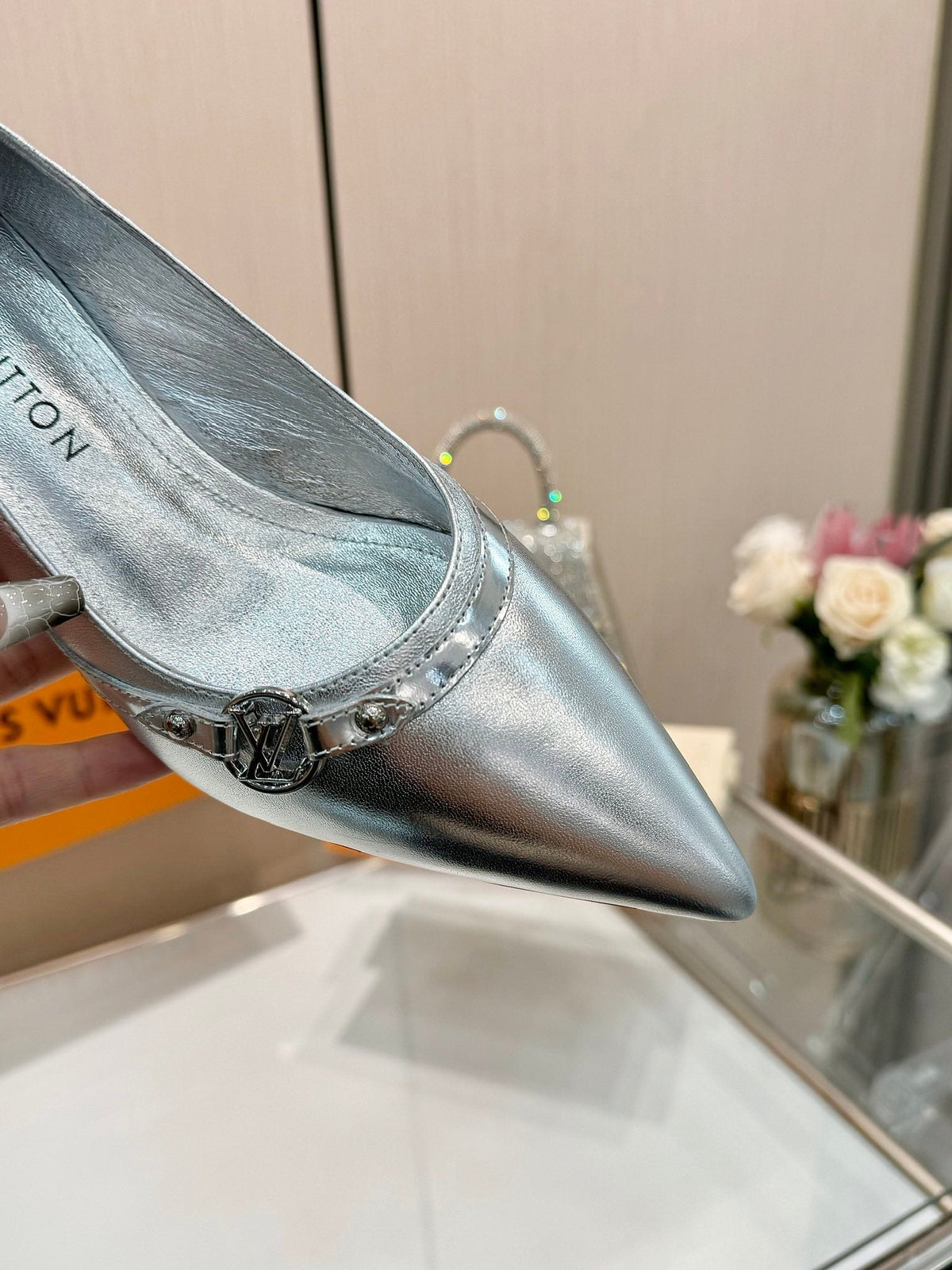 6AM HIGH HEELS 55 MM IN SILVER LAMBSKIN